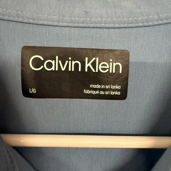 Calvin Klein Men's Liquid Touch Solid Knit Short Sleeve Shirt Blue Large - Picture 4 of 9